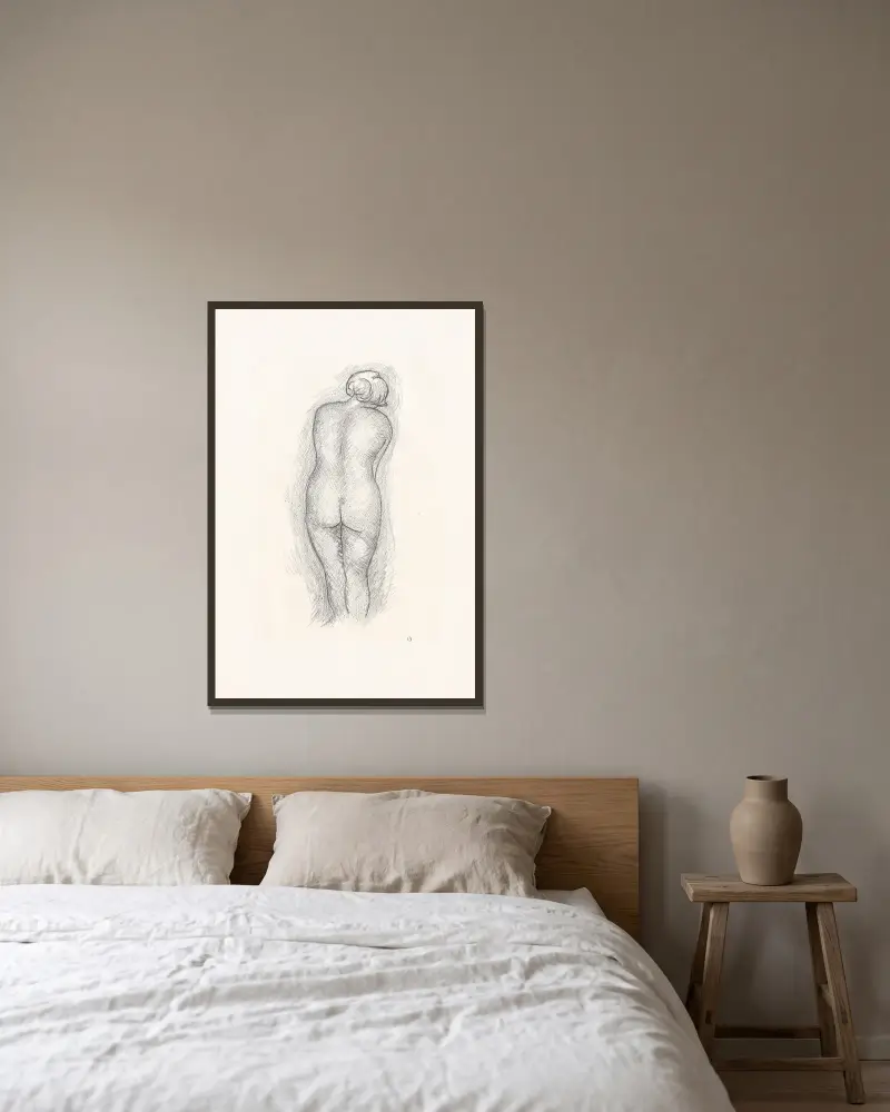 Weiblicher Akt von hinten, 1927 – Nr. 1 von Aristide Maillol gerahmt an einer Wand