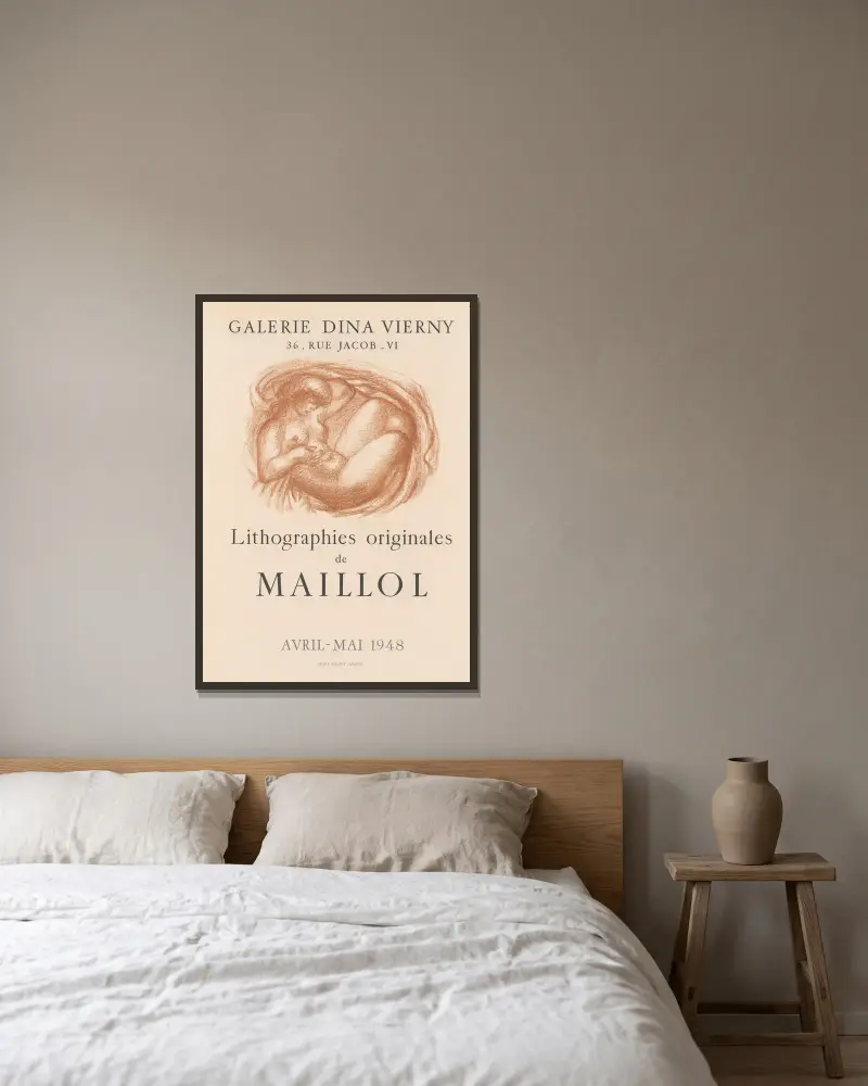 Original litografier av Maillol – april–maj 1948 av Aristide Maillol inramad på en vägg