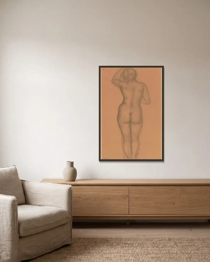 Nude Seen from the Back av Aristide Maillol inramad på en vägg