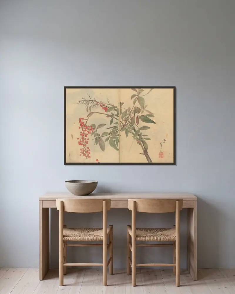Skizzenbuch Pl. 029 von Ariyoshi Kondo gerahmt an einer Wand