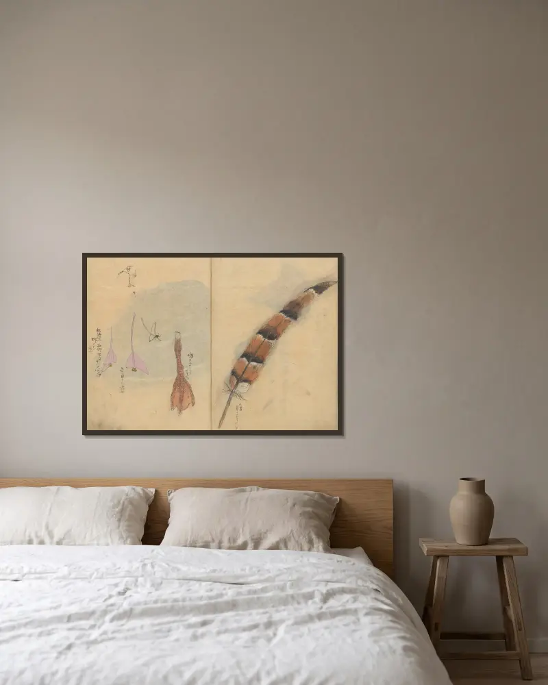 Skizzenbuch Tafel 065 von Ariyoshi Kondo gerahmt an einer Wand