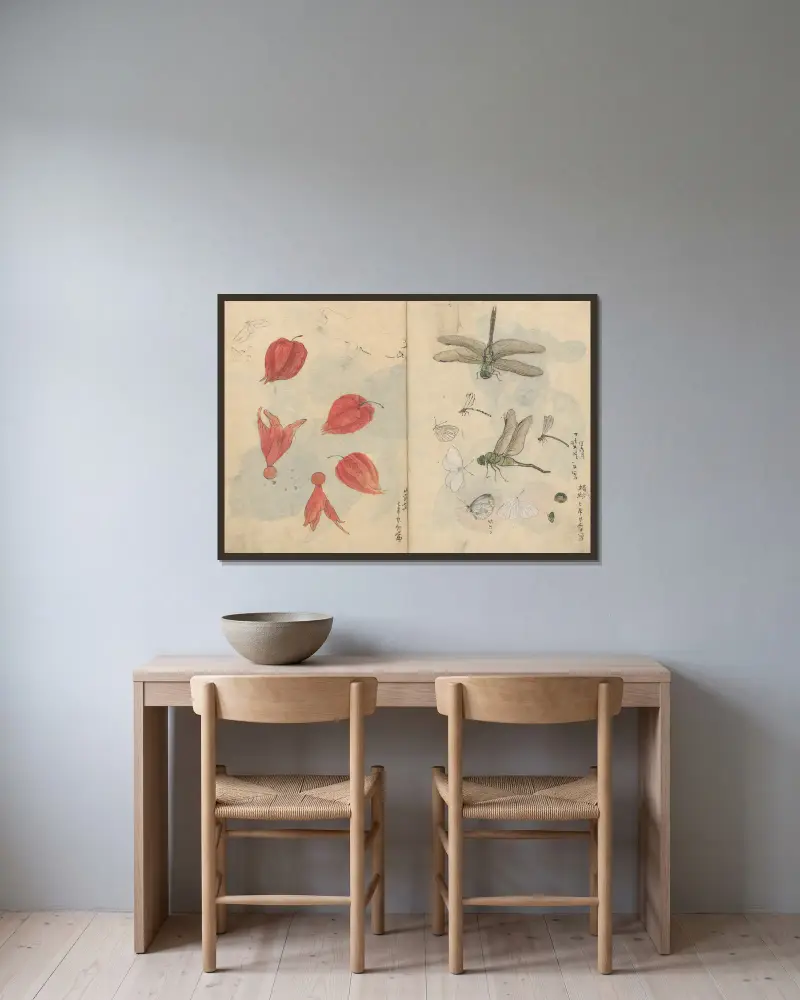 Sketchbook Pl.076 av Ariyoshi Kondo inramad på en vägg