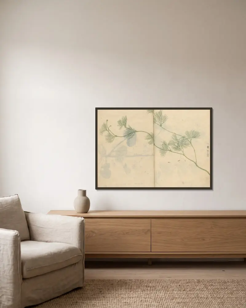 Skizzenbuch Pl. 89 von Ariyoshi Kondo gerahmt an einer Wand