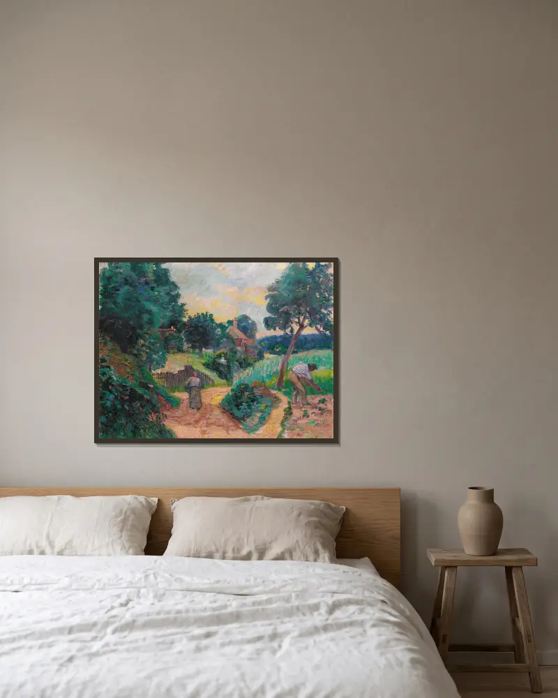 Stenbrottsvägen i Miregaudon av Armand Guillaumin inramad på en vägg