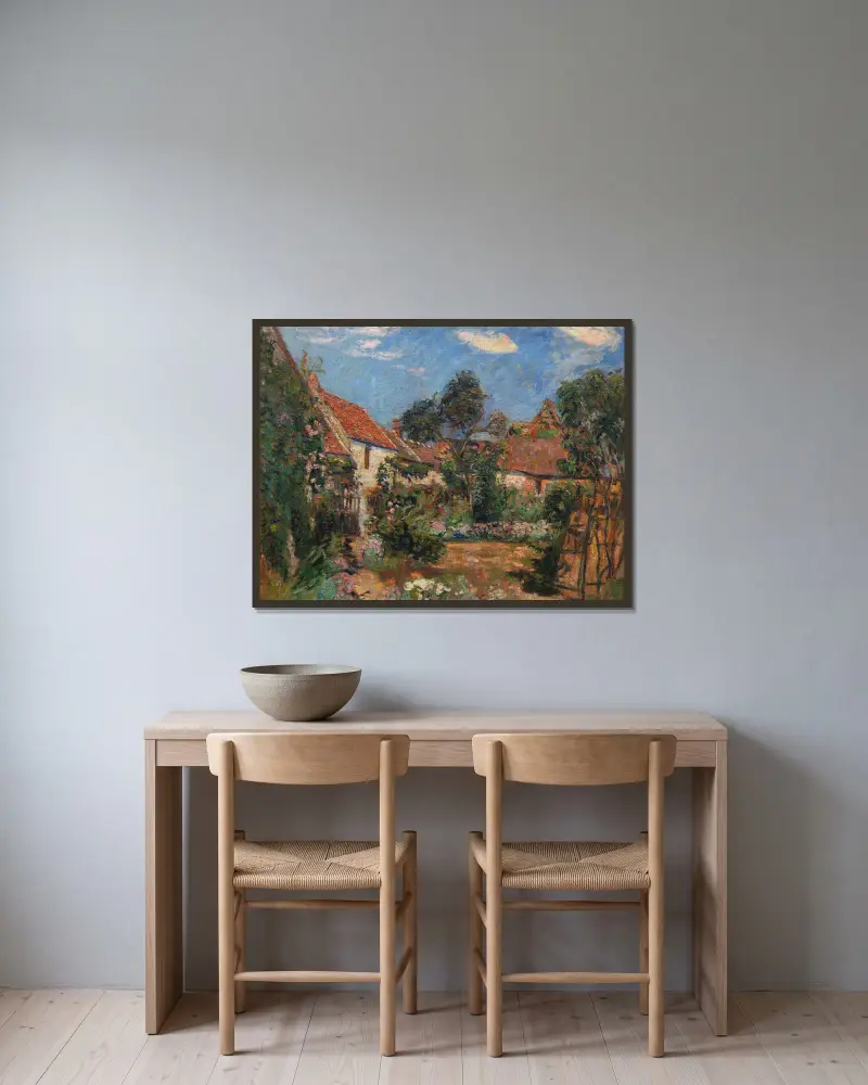 Trädgård i Janville-sur-Juine av Armand Guillaumin inramad på en vägg