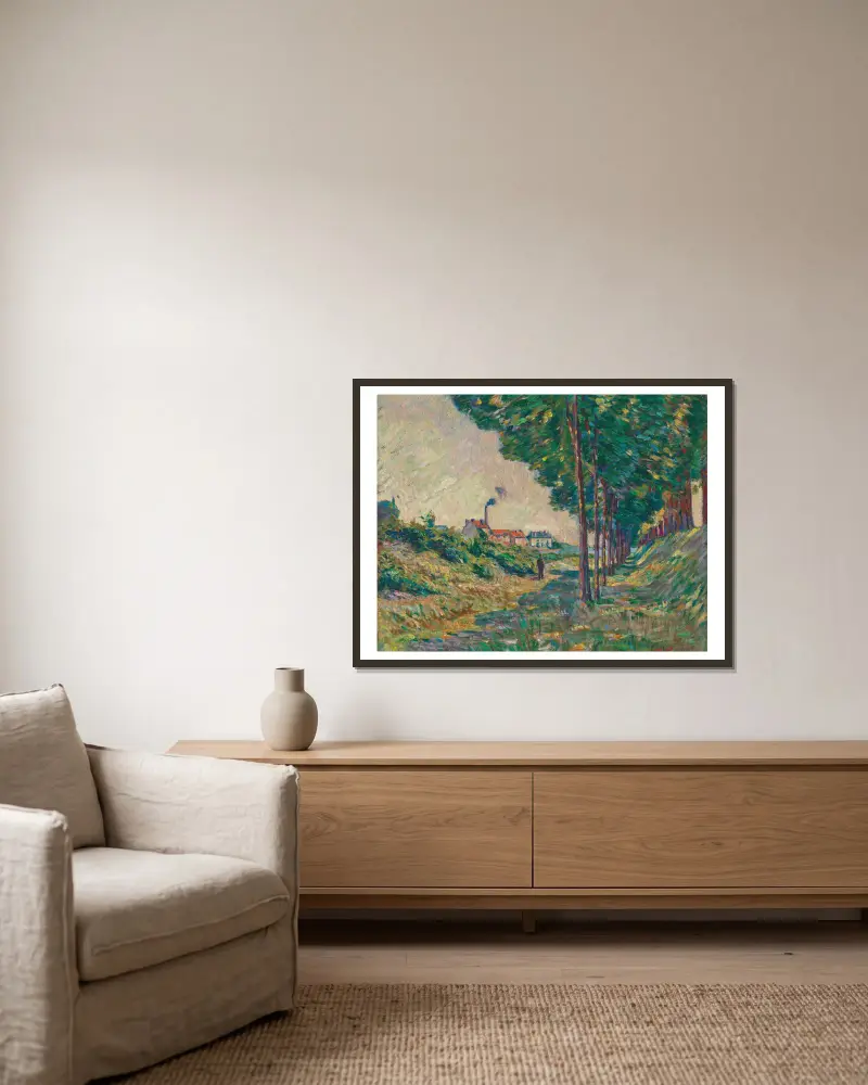 Der Treidelweg bei Charenton, Île-de-France von Armand Guillaumin gerahmt an einer Wand