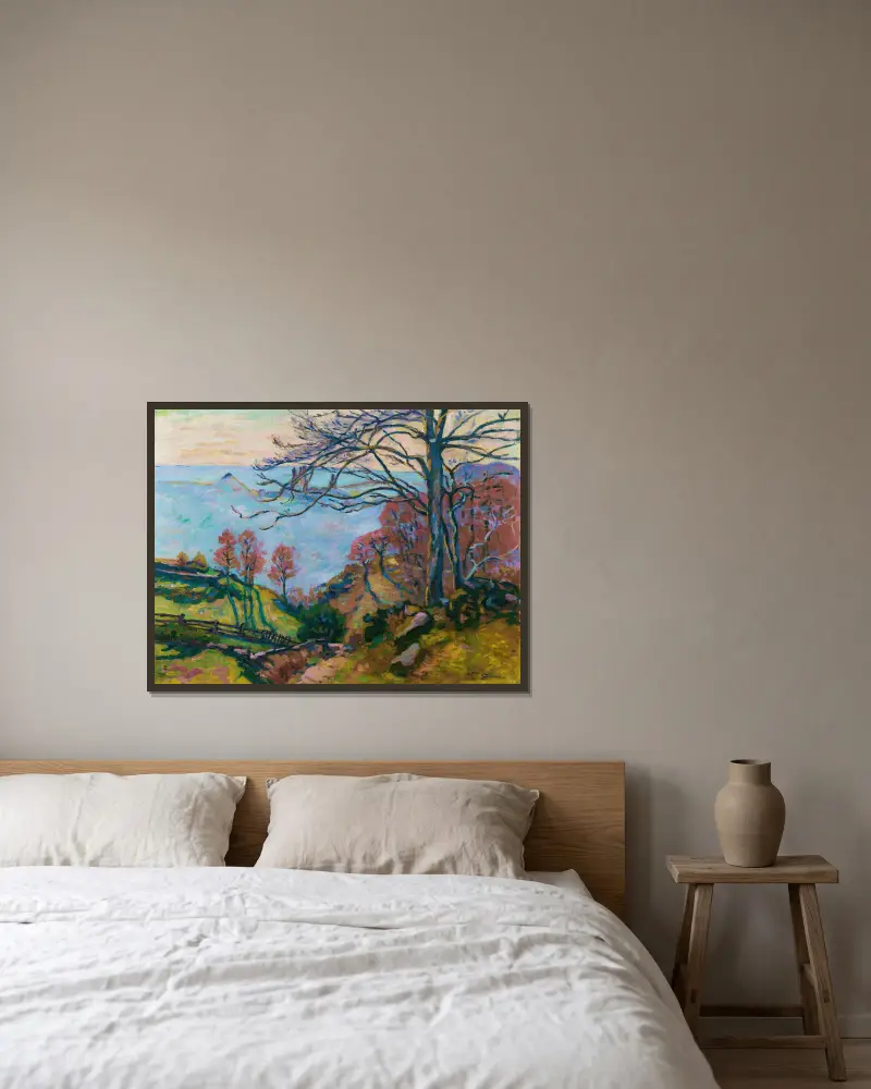 Les Bréjots av Armand Guillaumin inramad på en vägg