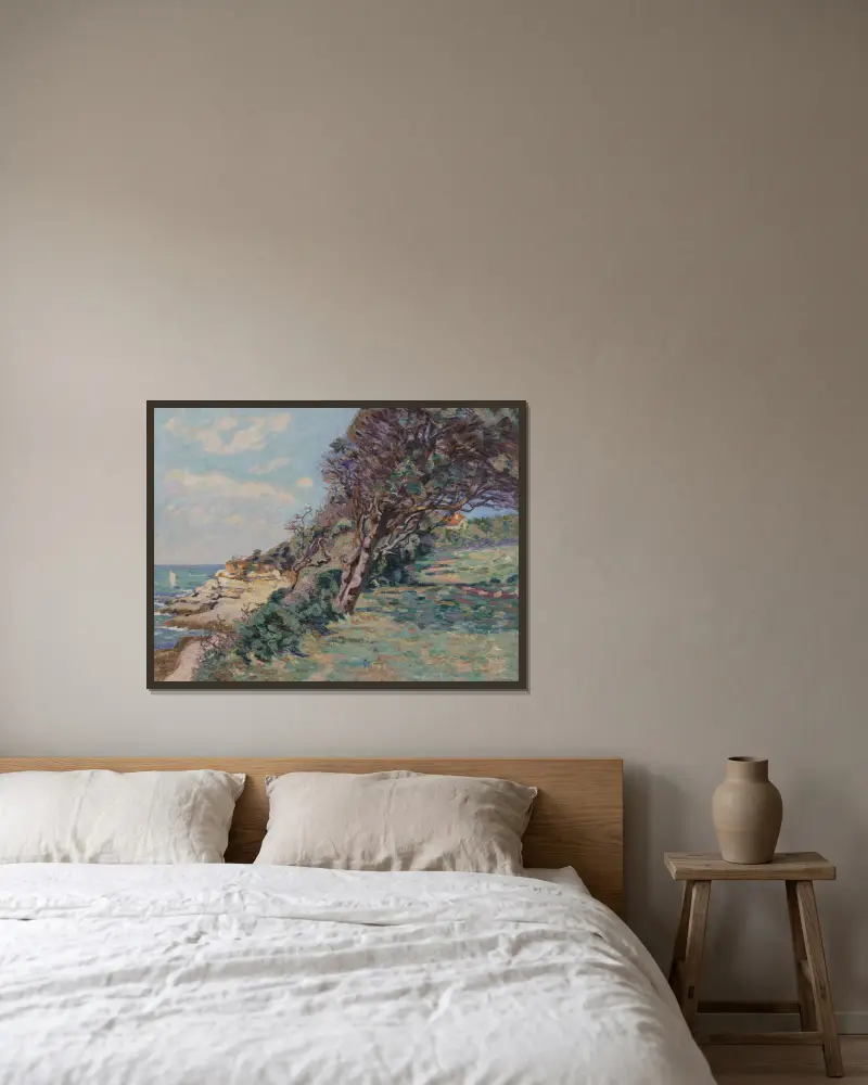 Saint-Palais, la Pointe de la Douane, augusti 92, klockan tio på morgonen av Armand Guillaumin inramad på en vägg