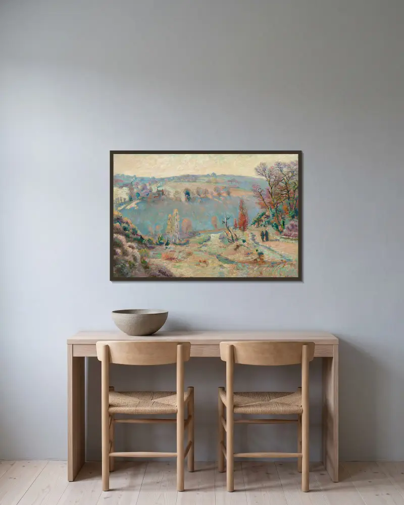 Das Sédelle-Tal bei Pont Charraud, weißer Frost von Armand Guillaumin gerahmt an einer Wand