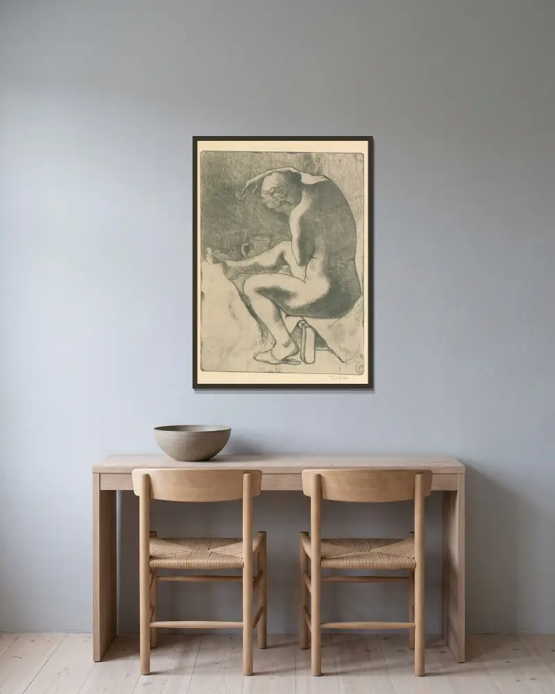 La toilette av Armand Rassenfosse inramad på en vägg