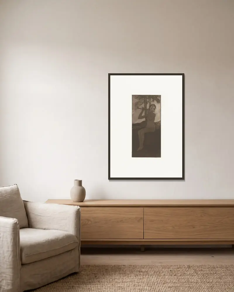 Der Gesang der Zikade von Armand Rassenfosse gerahmt an einer Wand
