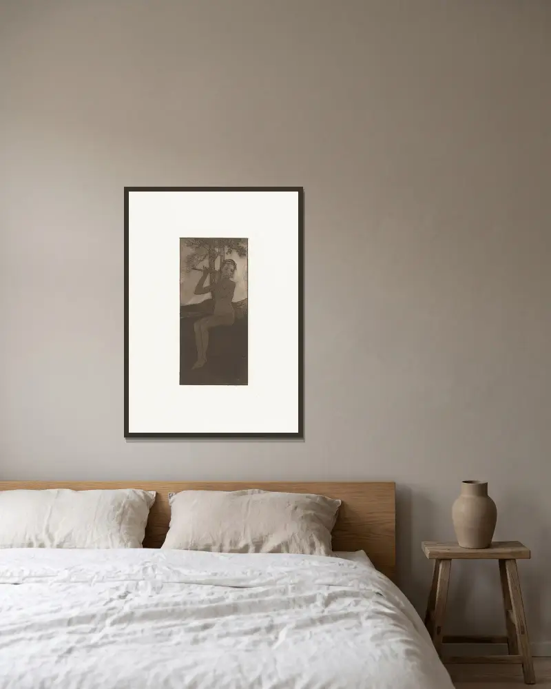Der Gesang der Zikade von Armand Rassenfosse gerahmt an einer Wand