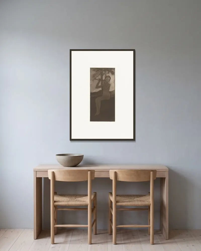 Der Gesang der Zikade von Armand Rassenfosse gerahmt an einer Wand