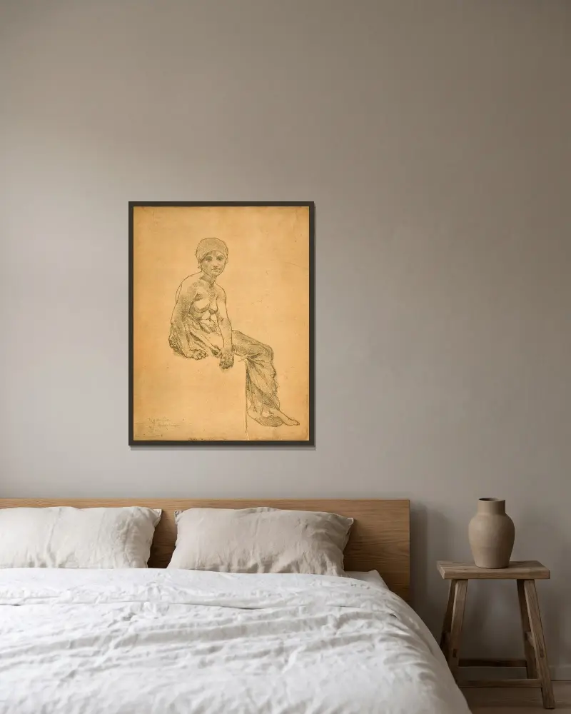 Resting Coal Miner av Armand Rassenfosse inramad på en vägg