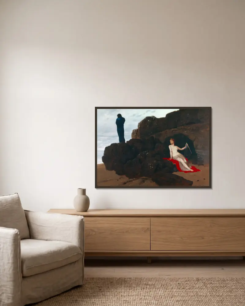 Odysseus and Calypso av Arnold Böcklin inramad på en vägg