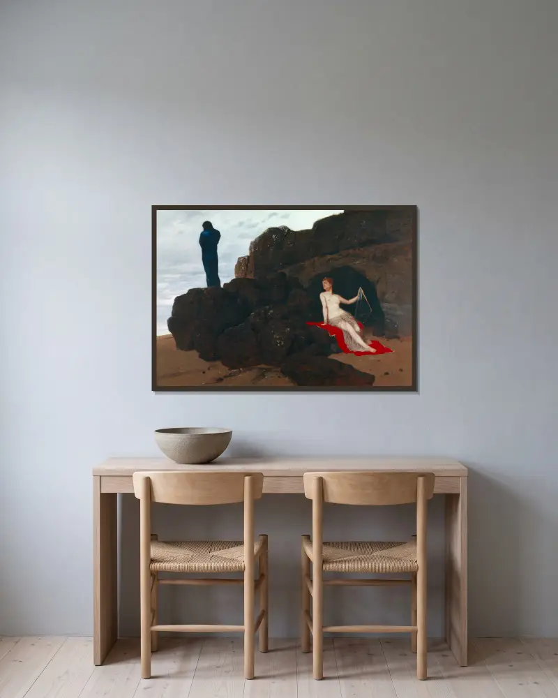 Odysseus and Calypso av Arnold Böcklin inramad på en vägg