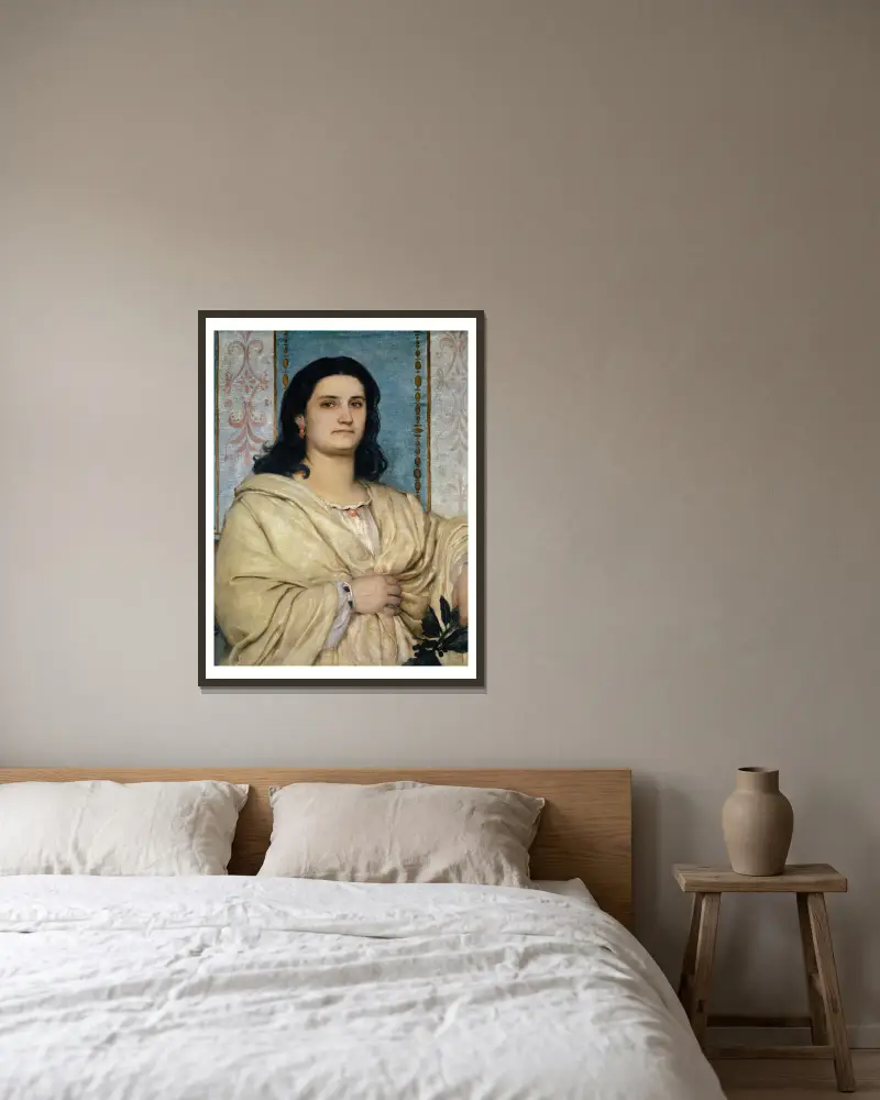 Porträt von Angela Böcklin als Muse von Arnold Böcklin gerahmt an einer Wand