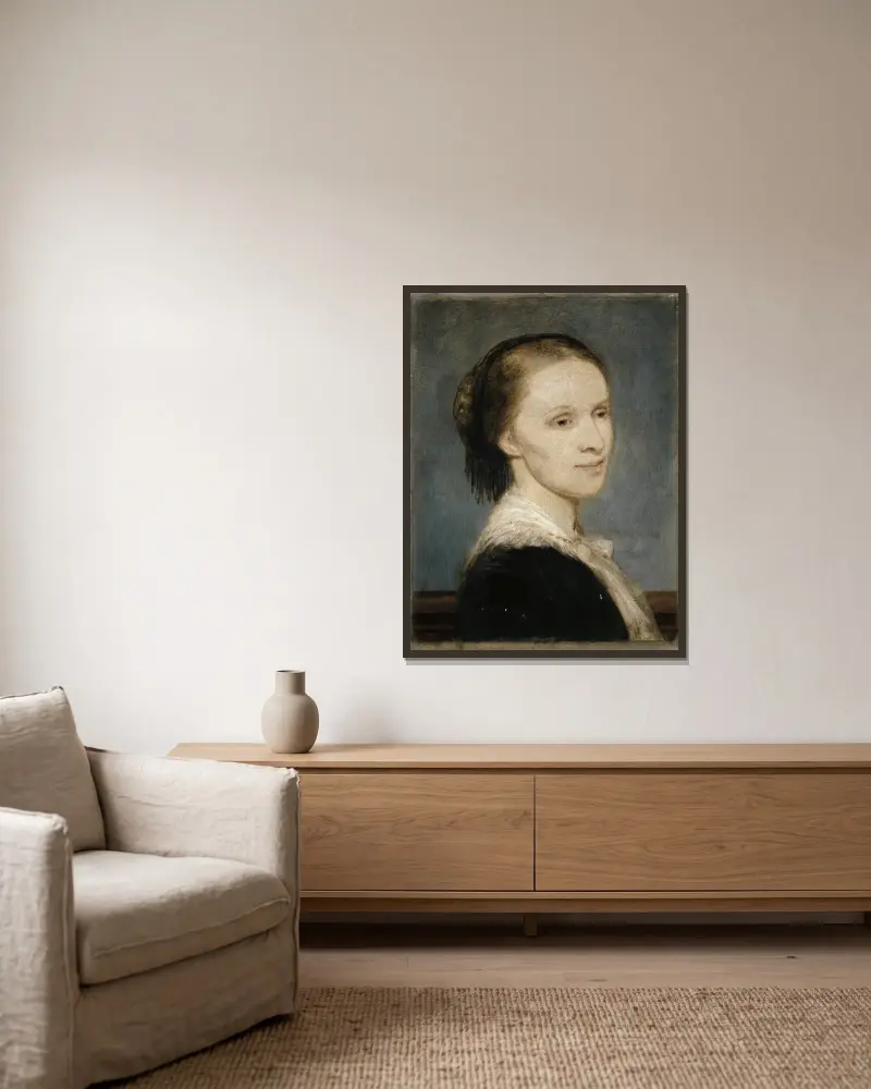 Porträtt av Anna Elisabeth Burckhardt-Brenner av Arnold Böcklin inramad på en vägg