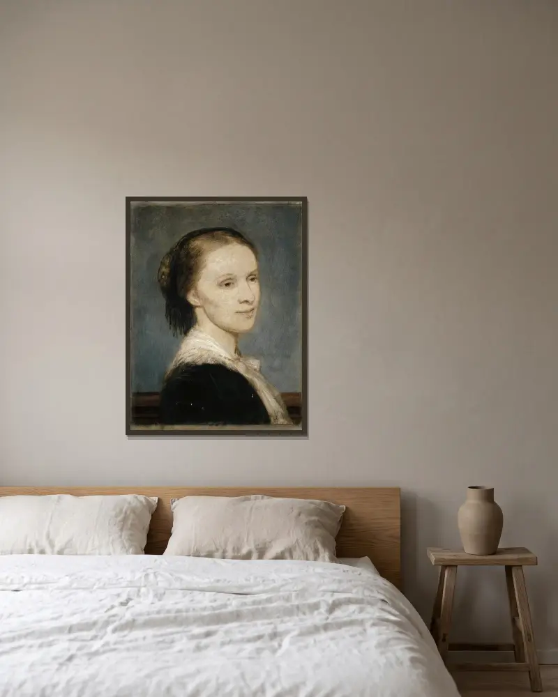 Porträtt av Anna Elisabeth Burckhardt-Brenner av Arnold Böcklin inramad på en vägg