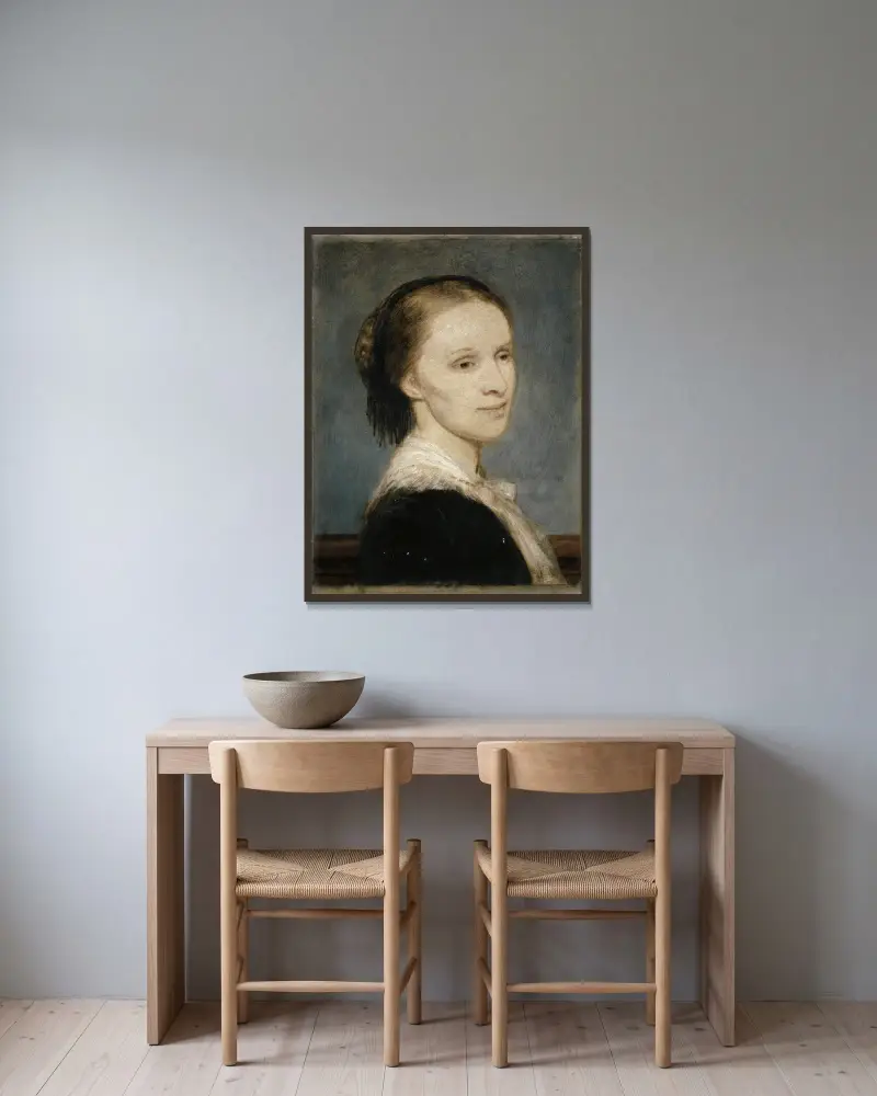 Porträtt av Anna Elisabeth Burckhardt-Brenner av Arnold Böcklin inramad på en vägg