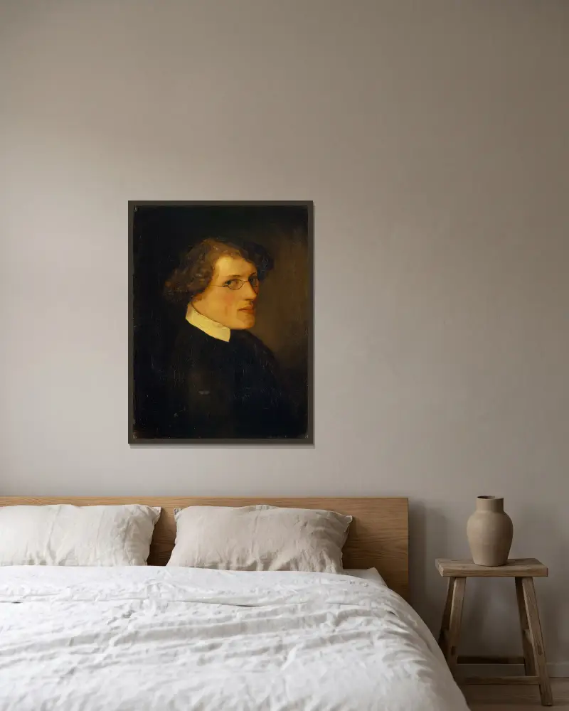 Porträtt av Jakob Mähly av Arnold Böcklin inramad på en vägg