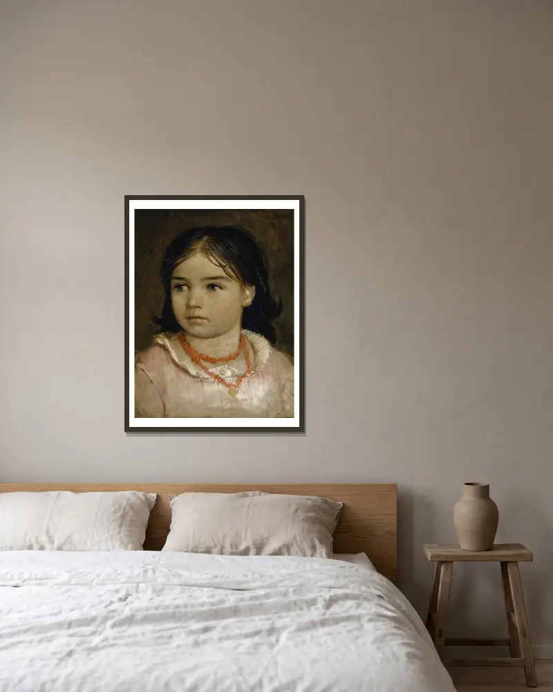 Porträtt av Lucia, konstnärens dotter av Arnold Böcklin inramad på en vägg