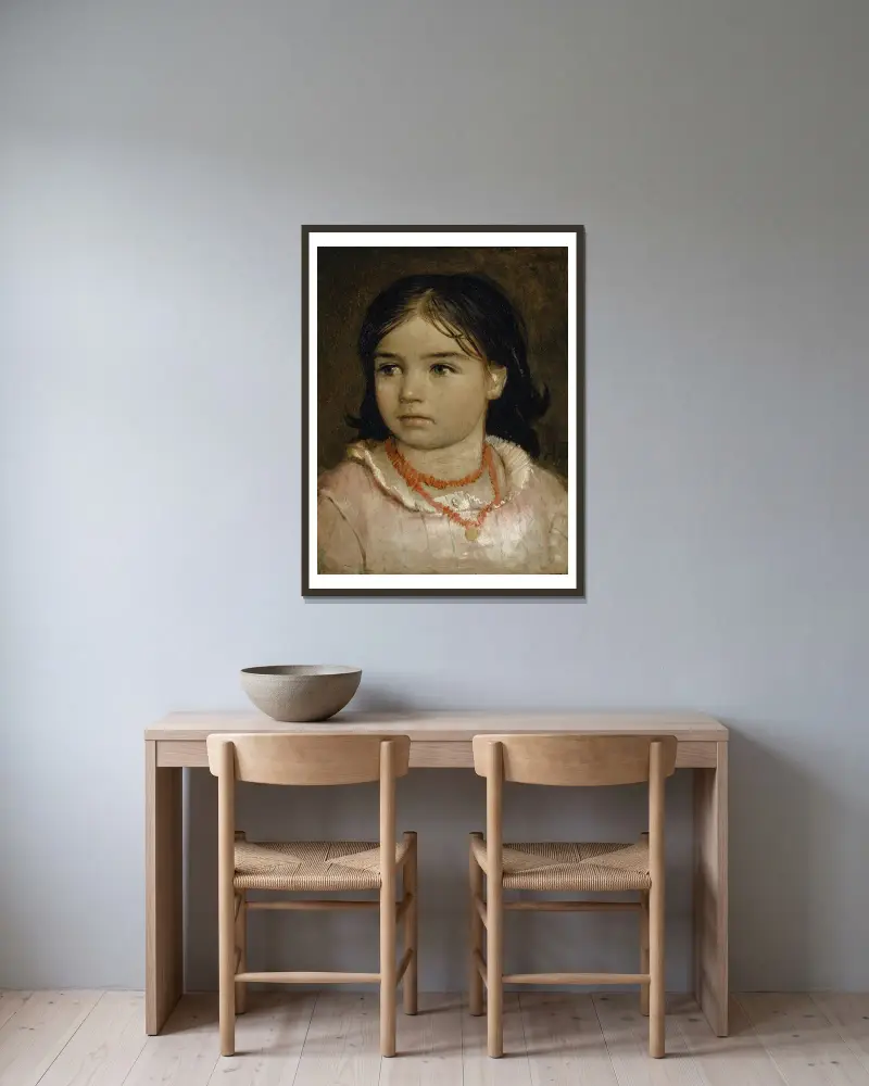 Porträtt av Lucia, konstnärens dotter av Arnold Böcklin inramad på en vägg