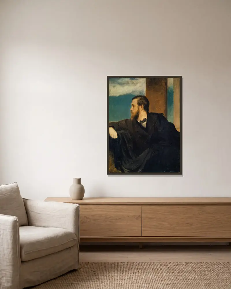 Self-Portrait av Arnold Böcklin inramad på en vägg