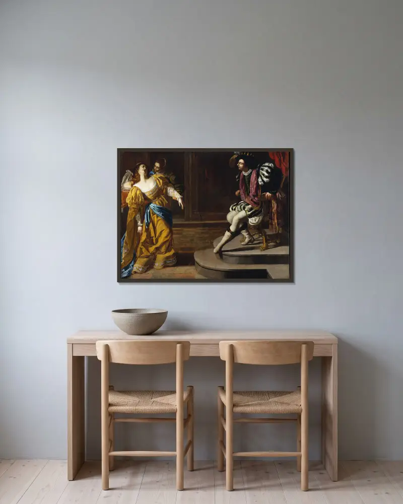 Estera przed Aswerusem, Artemisia Gentileschi w ramie na ścianie