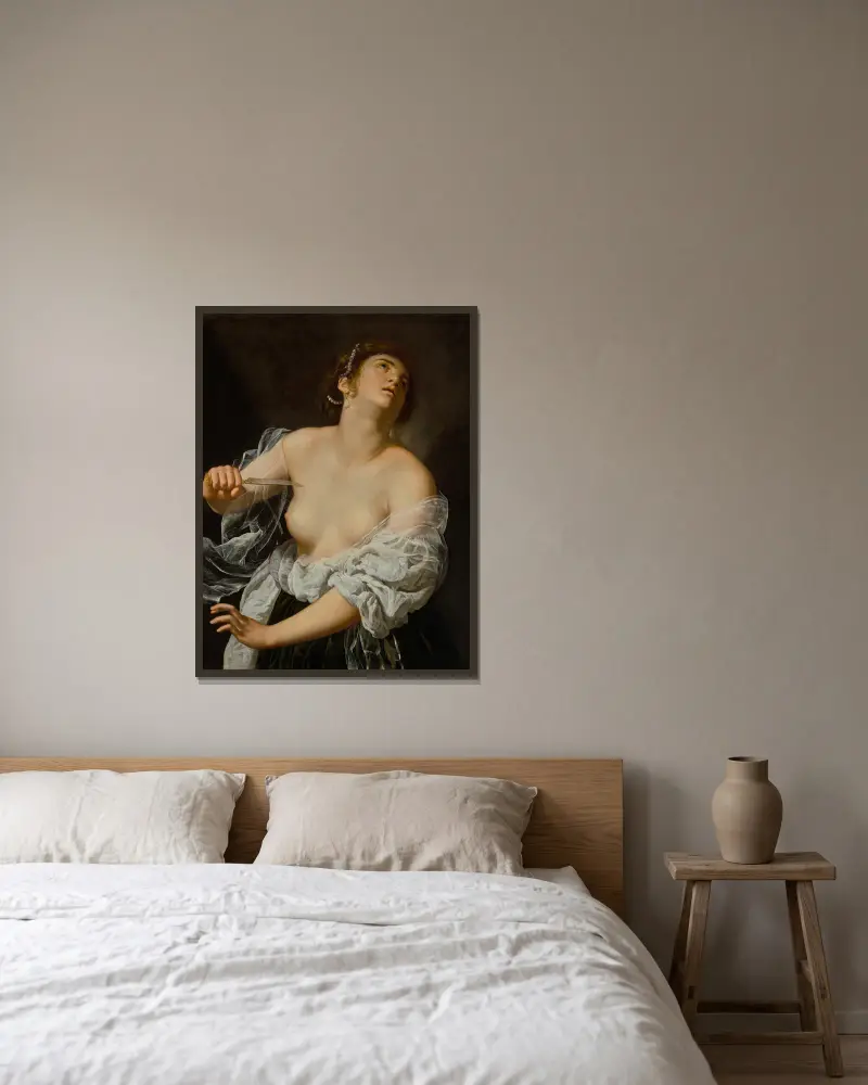 Lucretia, 1627 av Artemisia Gentileschi inramad på en vägg