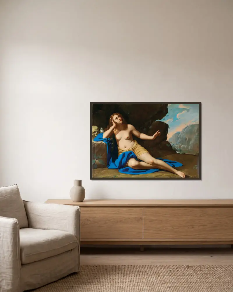 Maria Magdalena i extas II av Artemisia Gentileschi inramad på en vägg