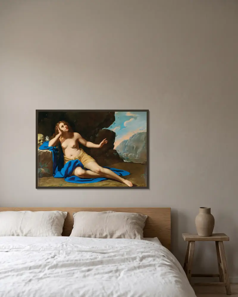 Maria Magdalena i extas II av Artemisia Gentileschi inramad på en vägg