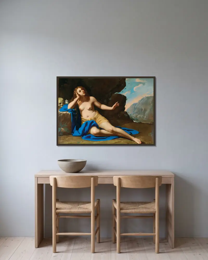 Maria Magdalena i extas II av Artemisia Gentileschi inramad på en vägg