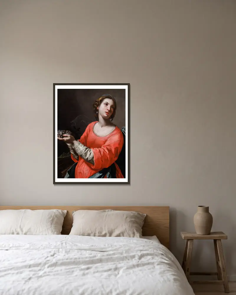 Saint Cecilia av Artemisia Gentileschi inramad på en vägg
