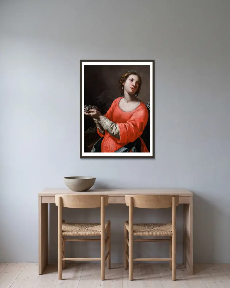 Saint Cecilia av Artemisia Gentileschi inramad på en vägg
