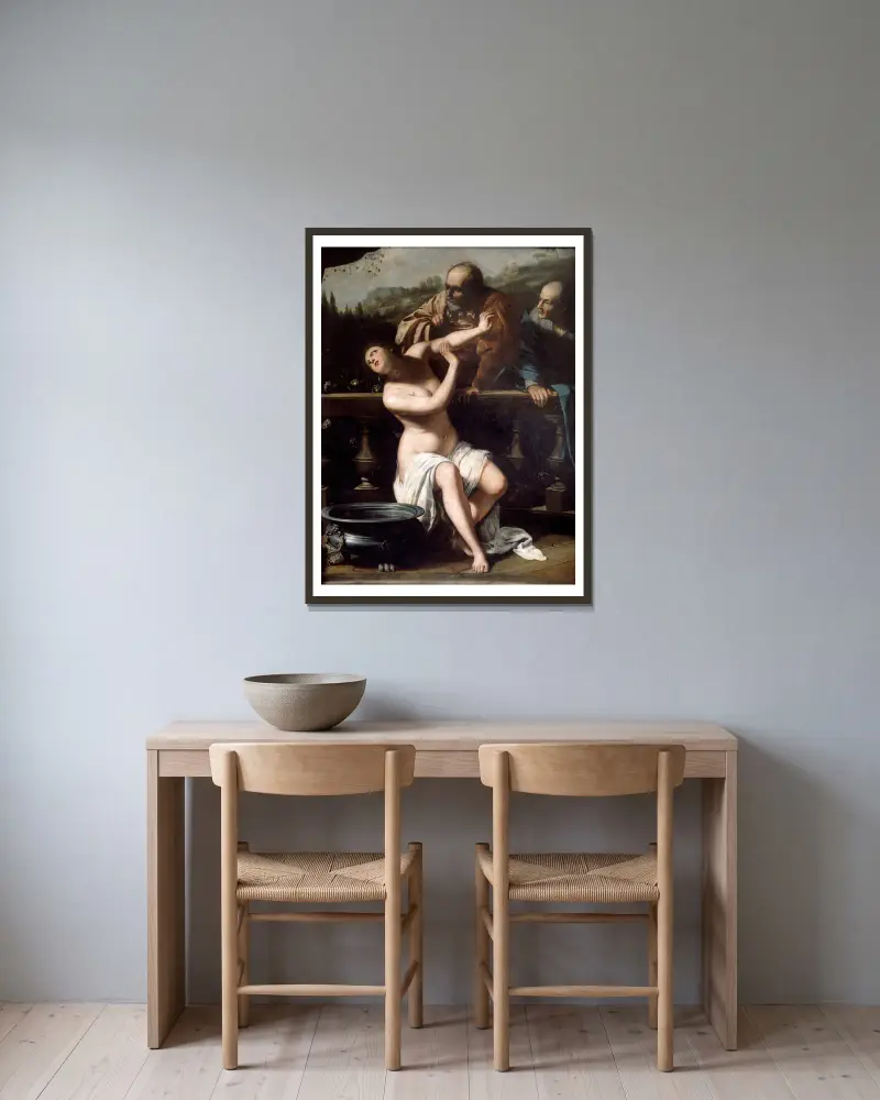 Susanna and the Elders av Artemisia Gentileschi inramad på en vägg