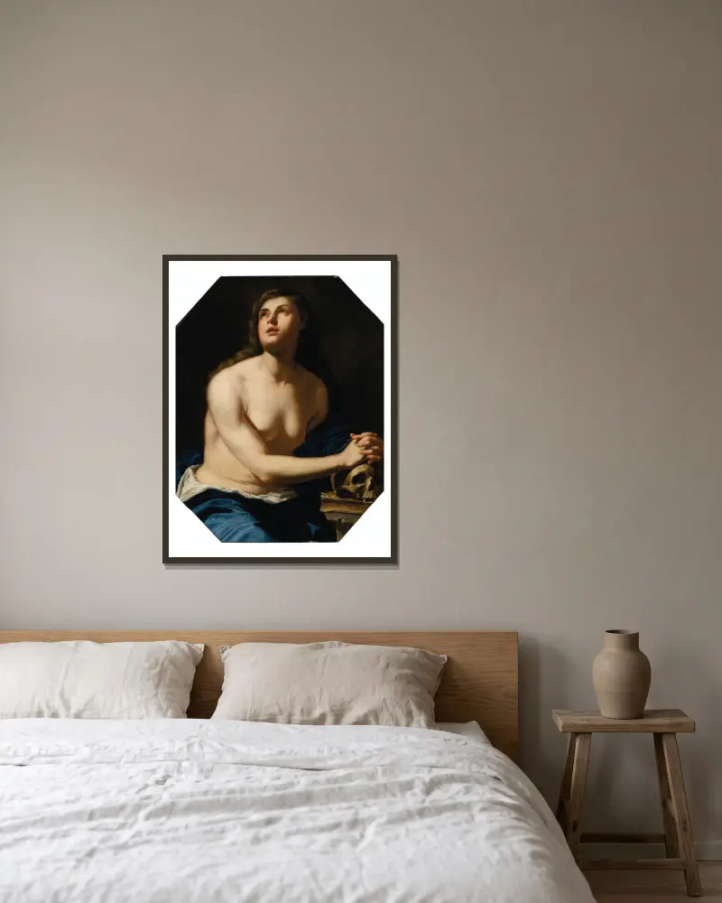 The Penitent Magdalene av Artemisia Gentileschi inramad på en vägg