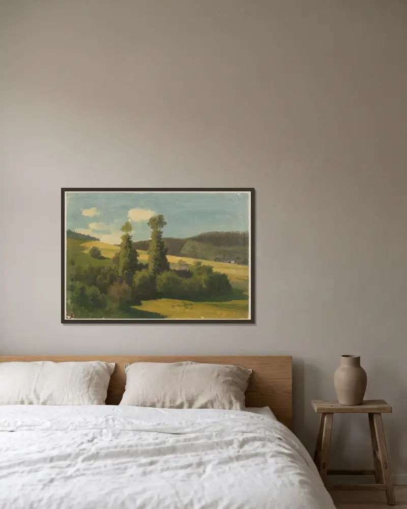 Highland landscape with poplars av Arthur Blaschnik inramad på en vägg