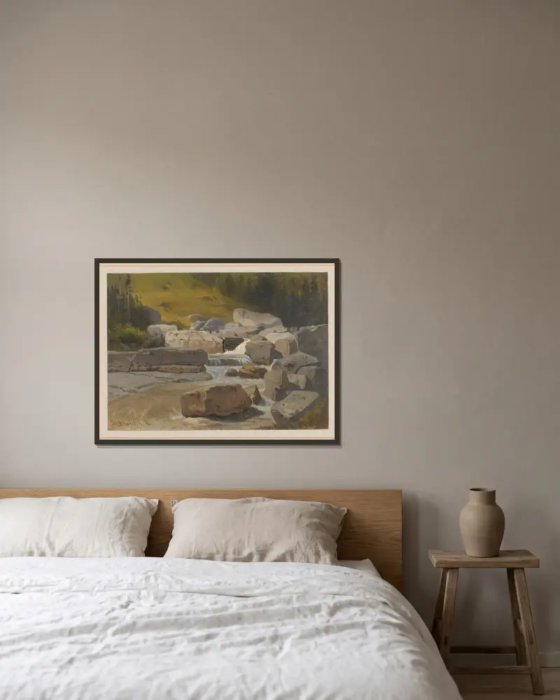 Mountain stream av Arthur Blaschnik inramad på en vägg