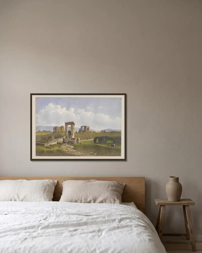 Ruinerna av Lukullus villa vid Via Appia i Rom av Arthur Blaschnik inramad på en vägg