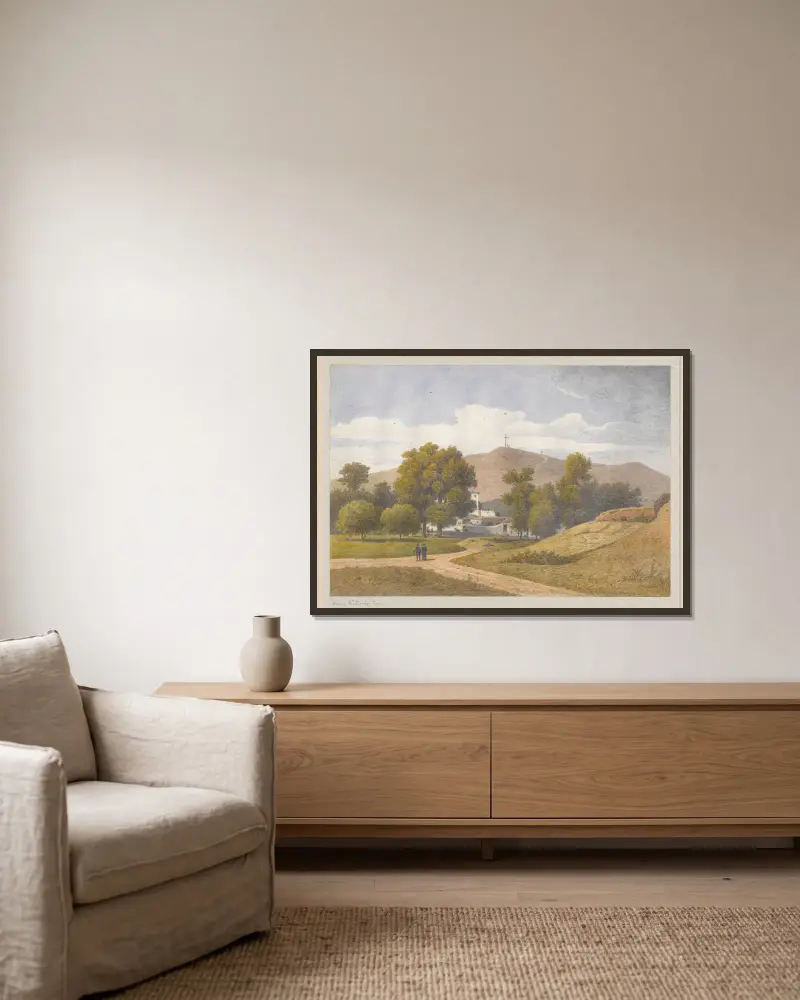 Blick auf den Monte Testaccio in Rom von Arthur Blaschnik gerahmt an einer Wand