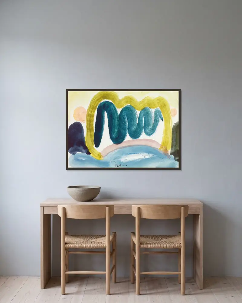 Rybník v slunečním světle, Arthur Dove v rámu na stěně