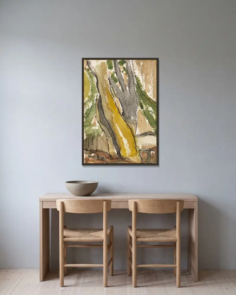 Stromy za domem, Arthur Dove v rámu na stěně