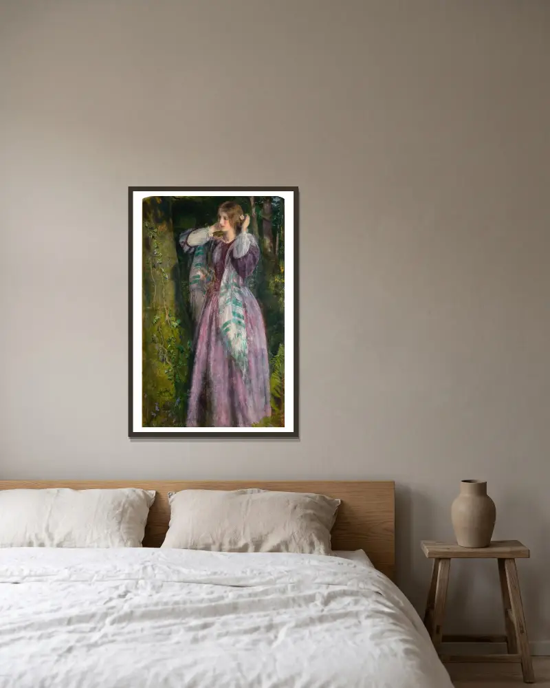 Amy av Arthur Hughes inramad på en vägg