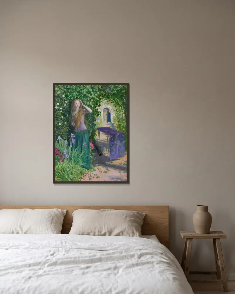 Fair Rosamund von Arthur Hughes gerahmt an einer Wand