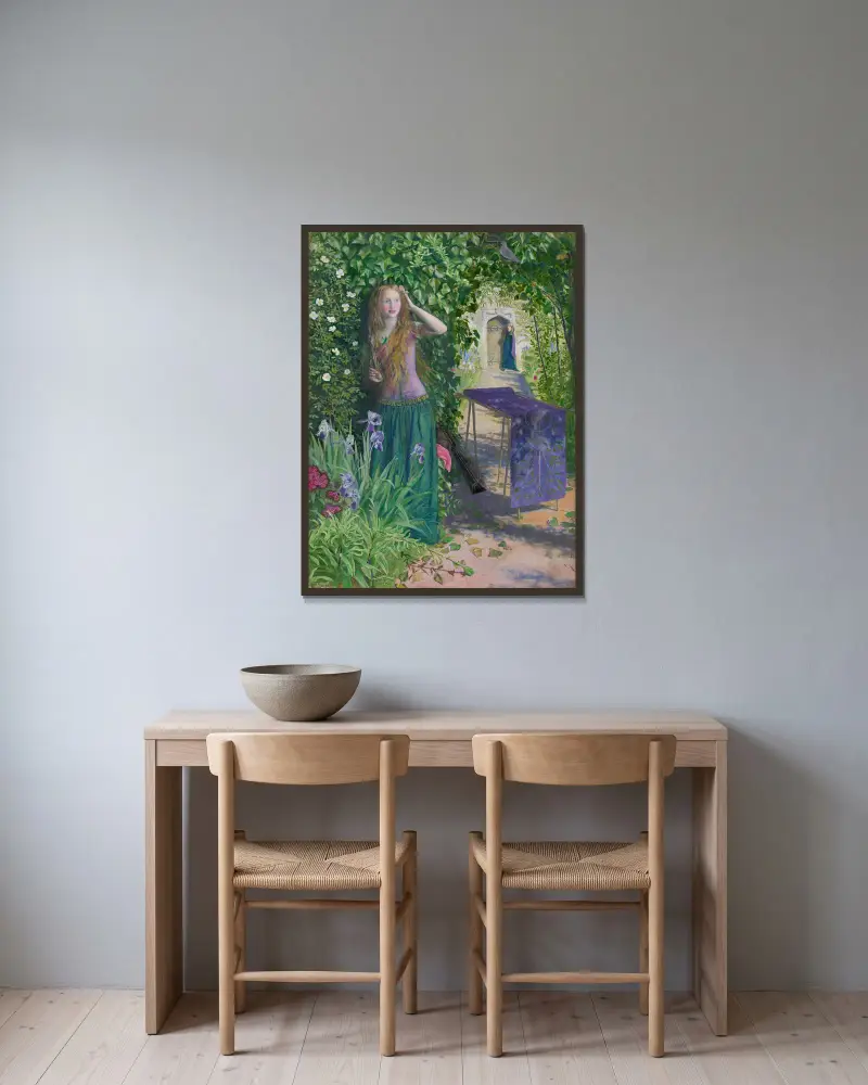 Fair Rosamund von Arthur Hughes gerahmt an einer Wand