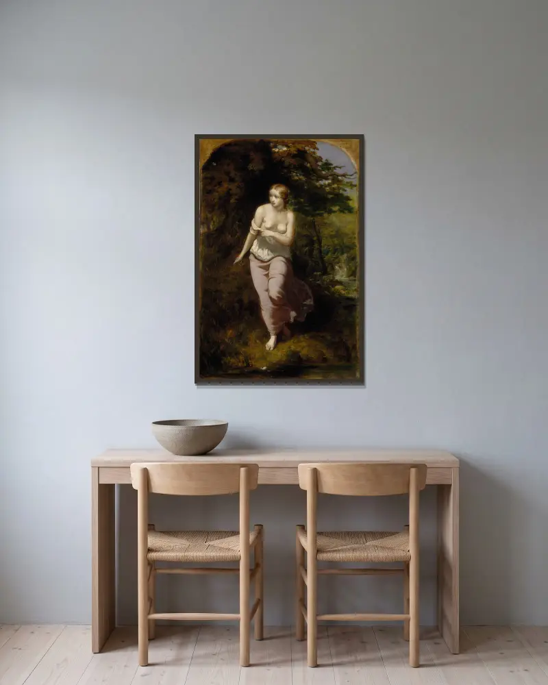 Musidora Bathing av Arthur Hughes inramad på en vägg