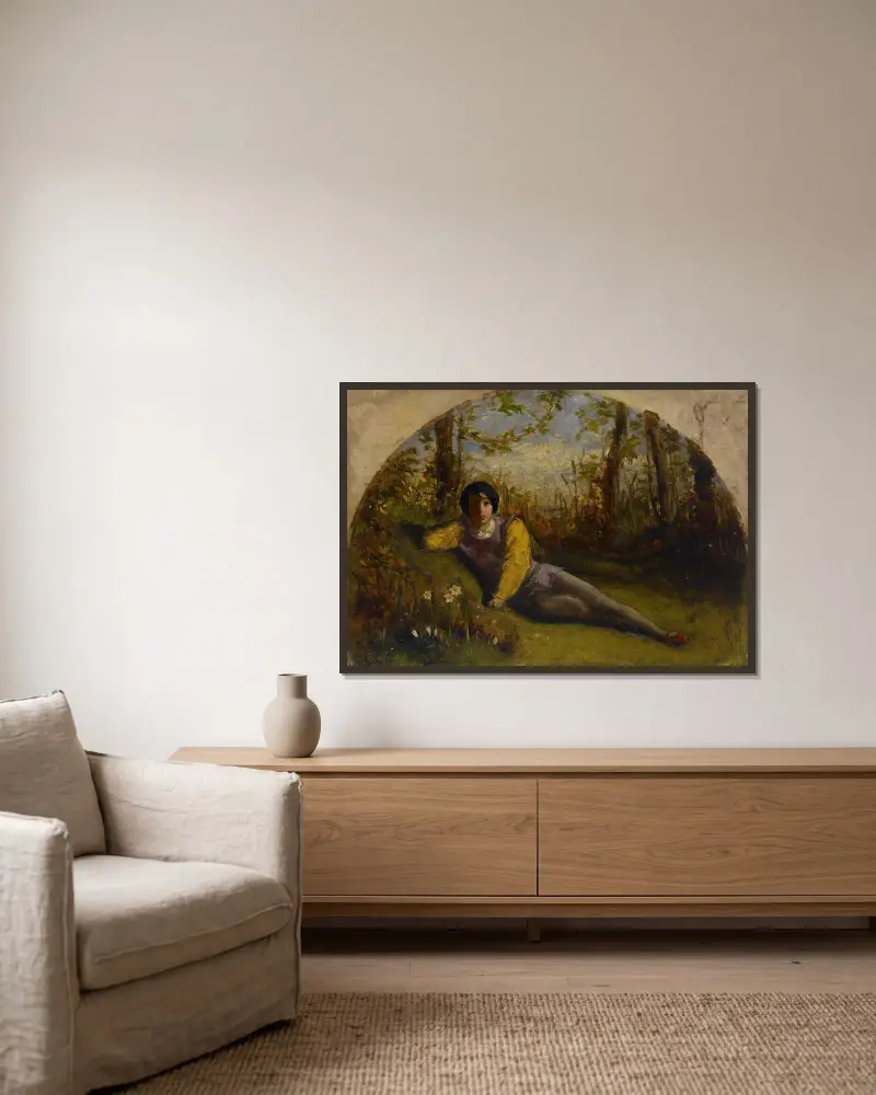 The Young Poet – Oil Study av Arthur Hughes inramad på en vägg