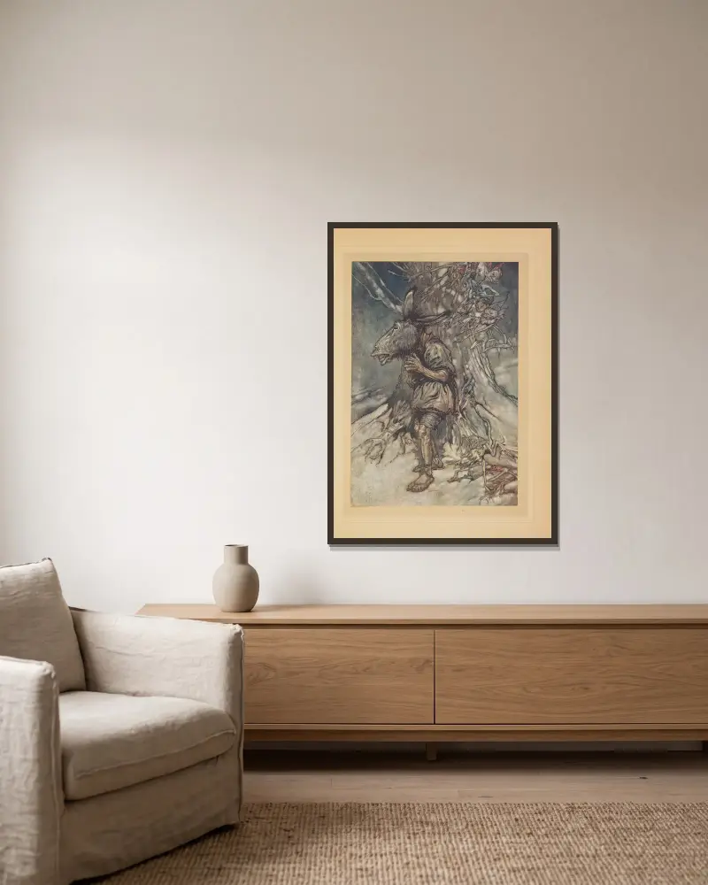Jag ska sjunga så att de hör att jag inte är rädd av Arthur Rackham inramad på en vägg