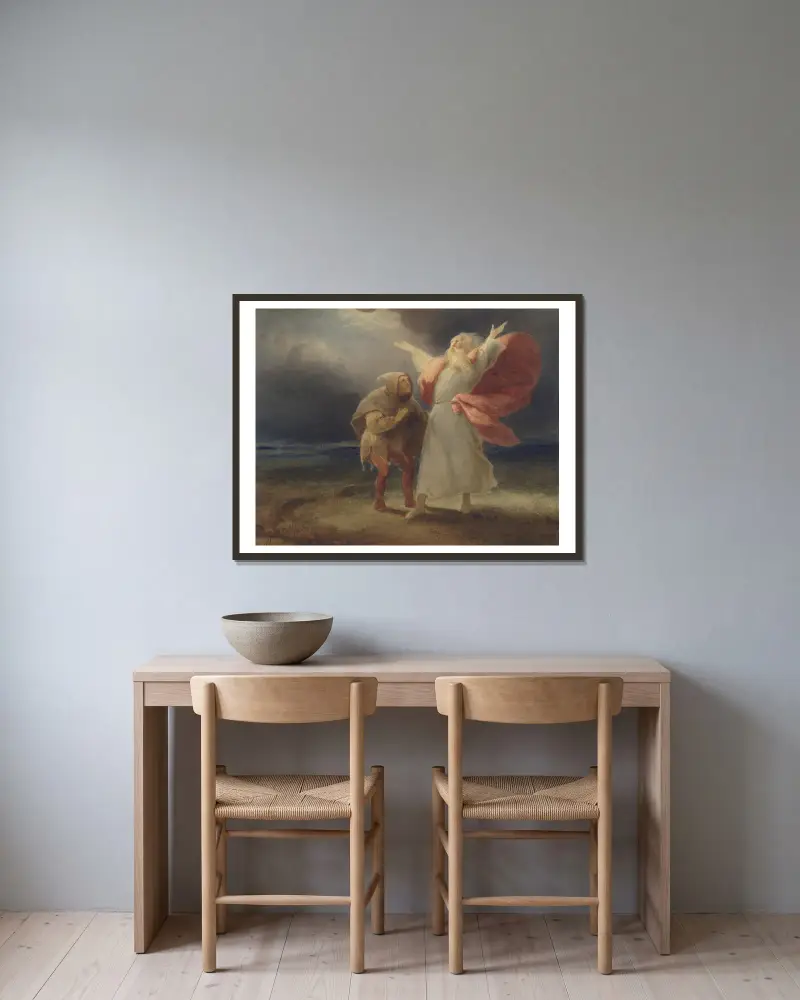 Král Lear, III, 2, Lear a blázen, Ary Scheffer v rámu na stěně
